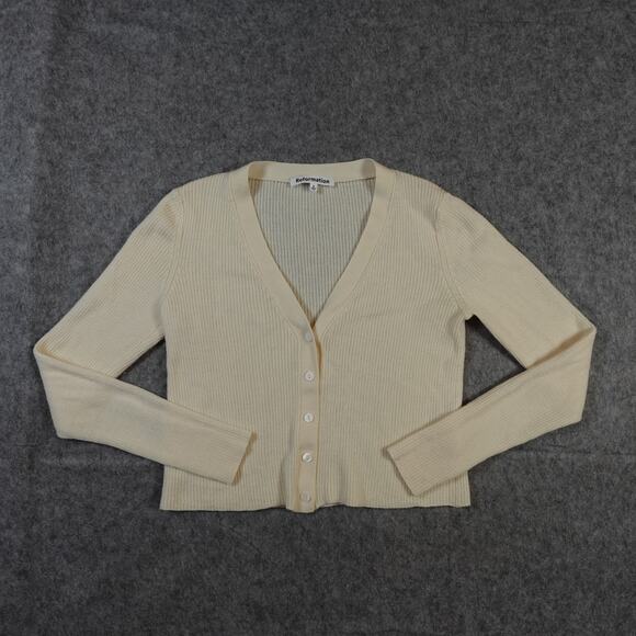 Reformation Sweater Womens Small 100% Merino Wool Cardigan Button Ribbed Knit - Picture 1 of 7